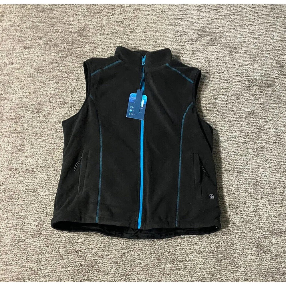 Men’s Babutenlo Heated Vest Size XL Black With Blue Stitching Q7